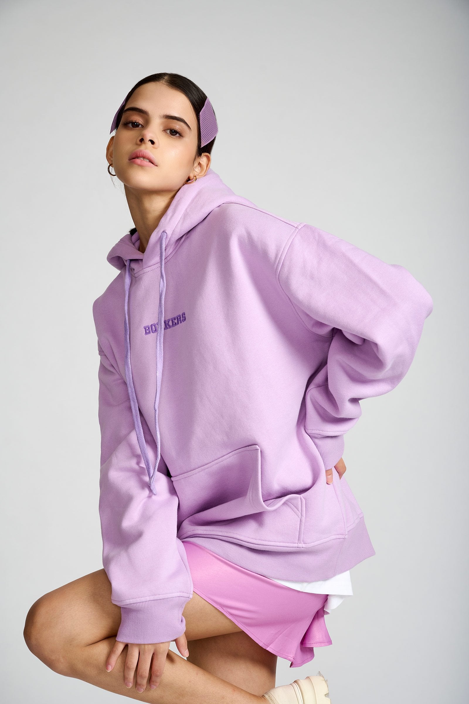 Lilac Signature Oversized Heavyweight Hoodie (Fleece) - BonkersCorner