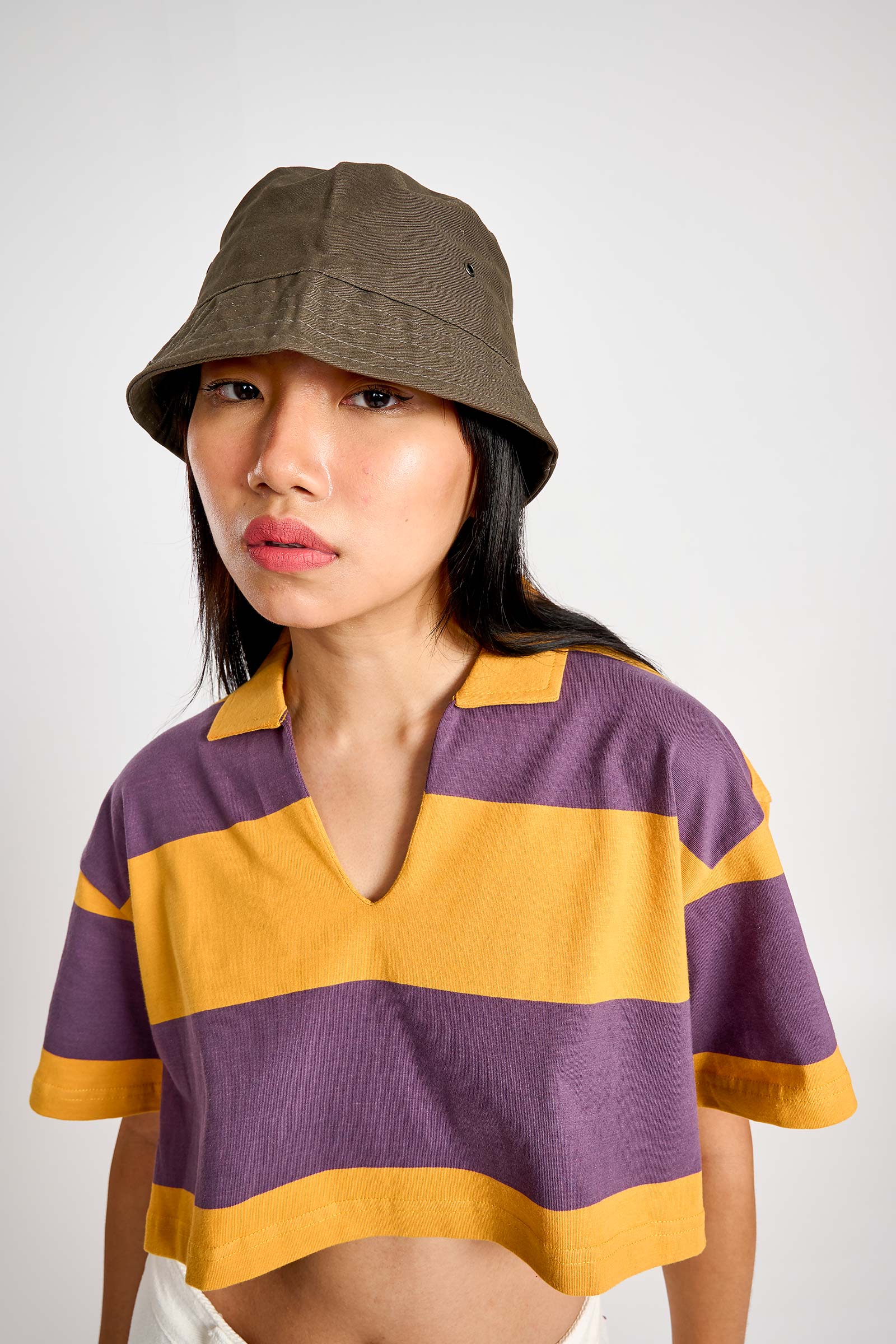 Musty Plum Striped Loose Crop Top - BonkersCorner