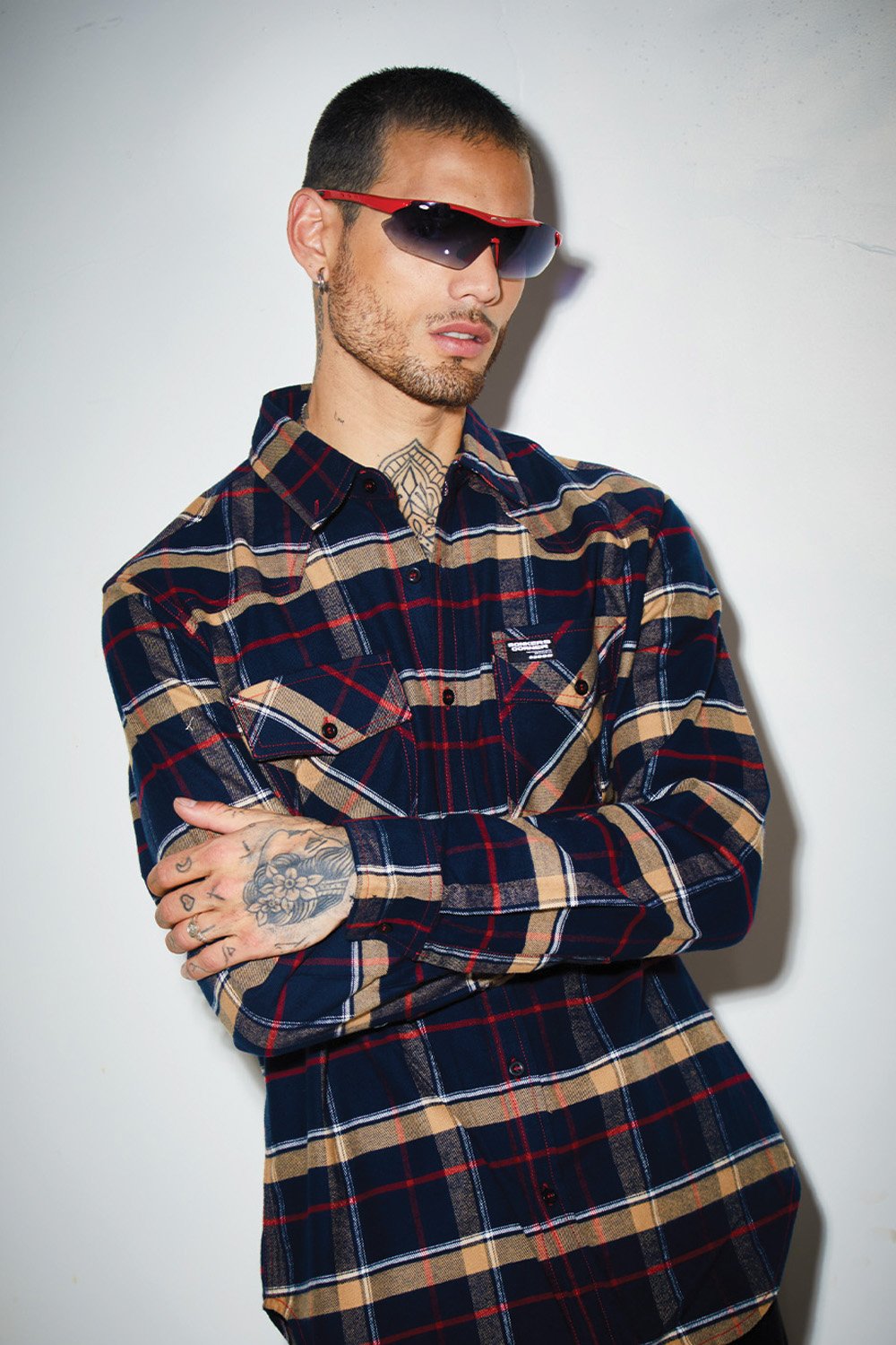 Navy Blue Checkered Regular Fit Shirt - BonkersCorner