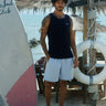 Navy Blue Waffle Tank - BonkersCorner