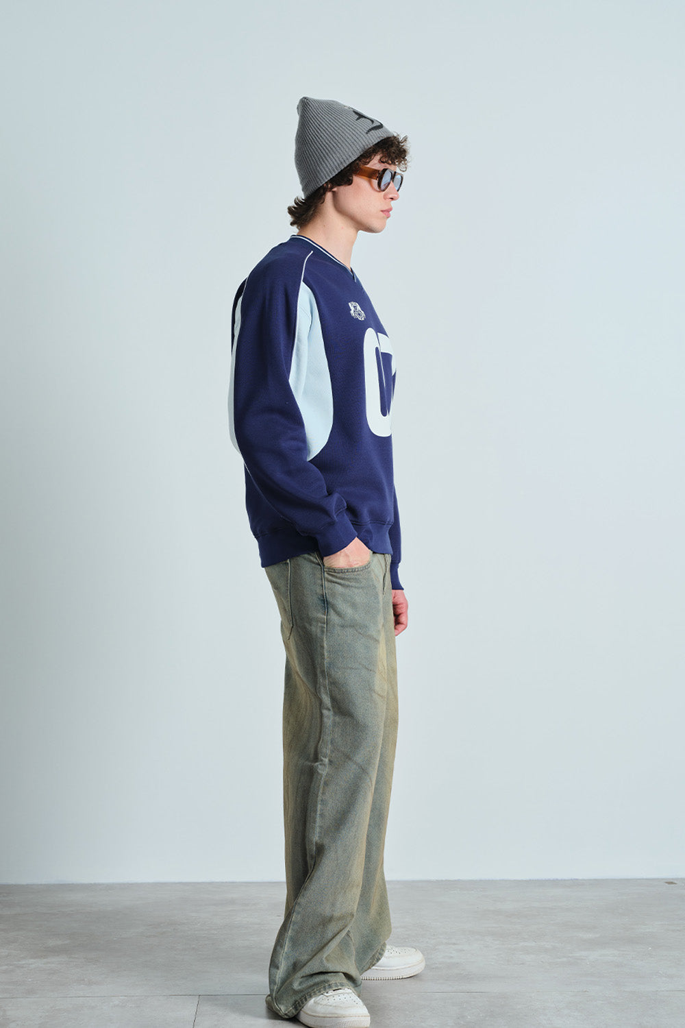 Navy 07 Varsity V-Neck Sweatshirt - BonkersCorner