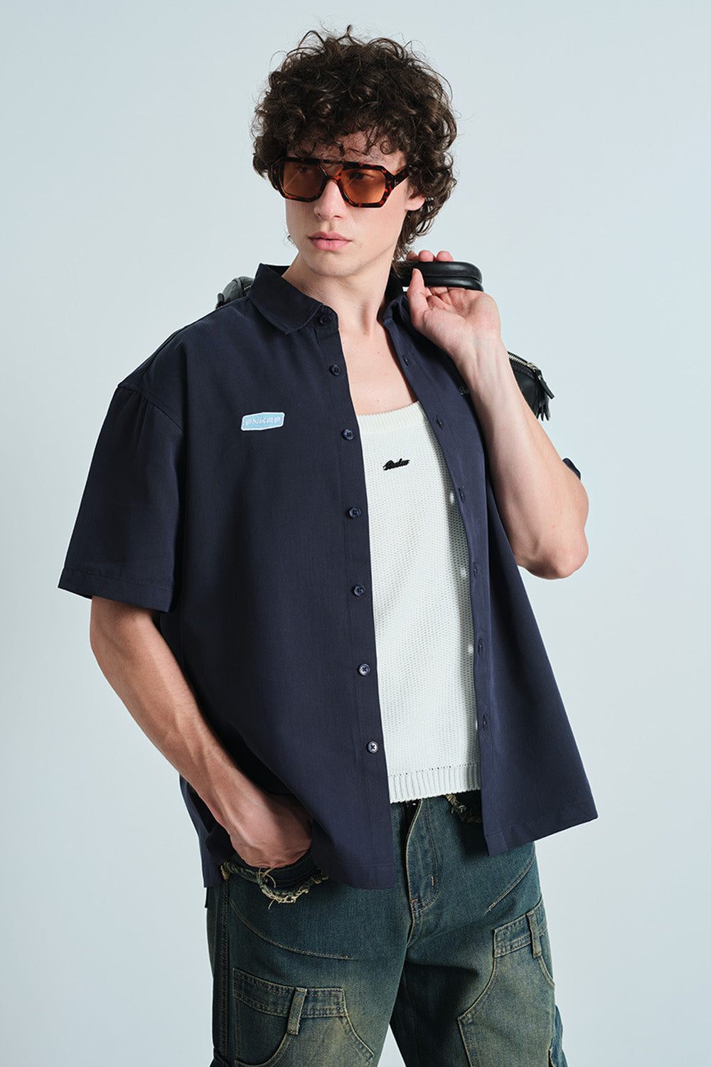 Navy Oversized Utility Shirt - BonkersCorner