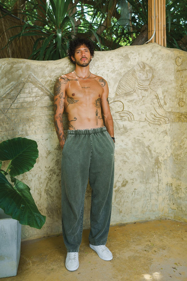 Loose linen pant - Burned Olive