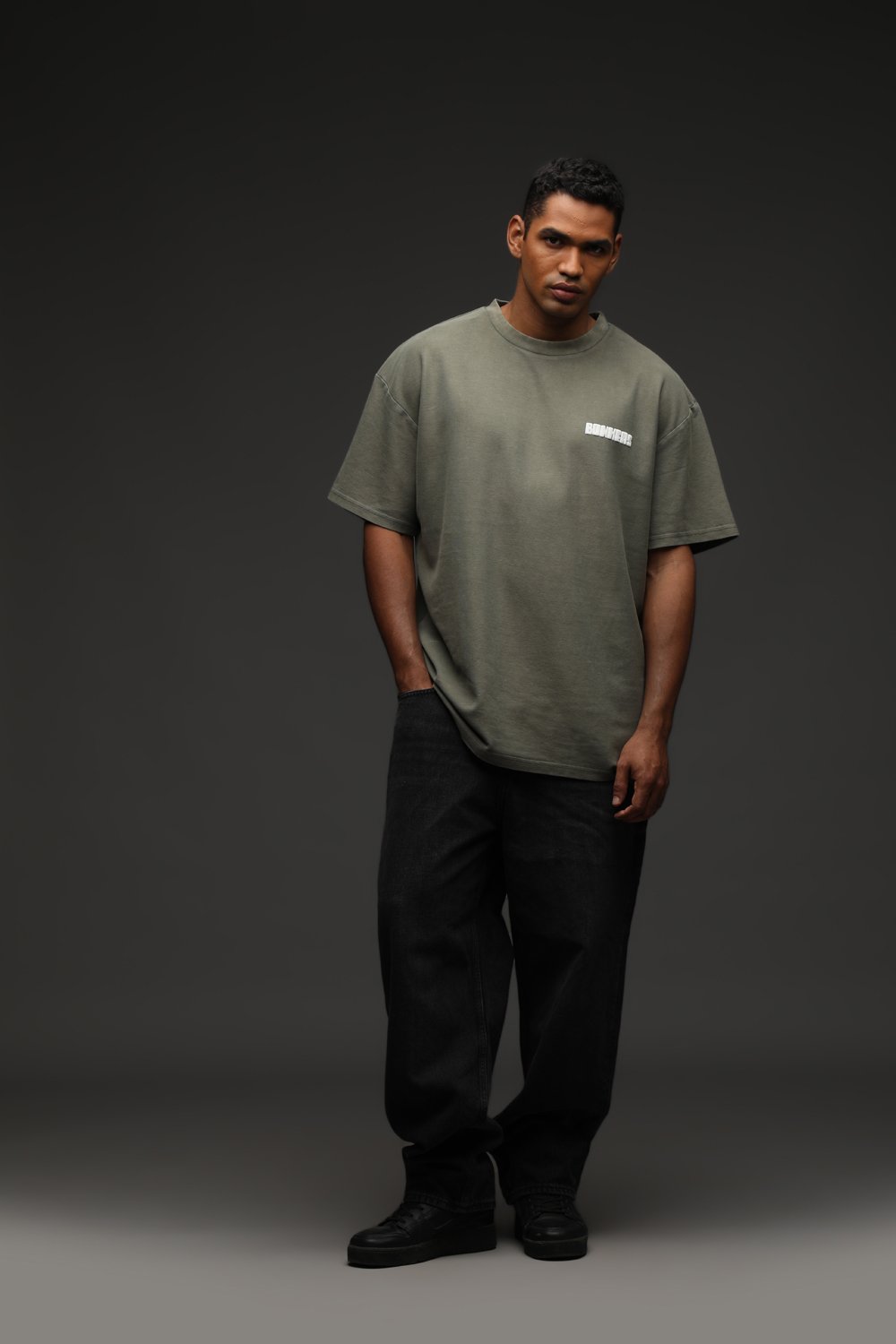 Olive Heavyweight Pique Oversized T-shirt - BonkersCorner