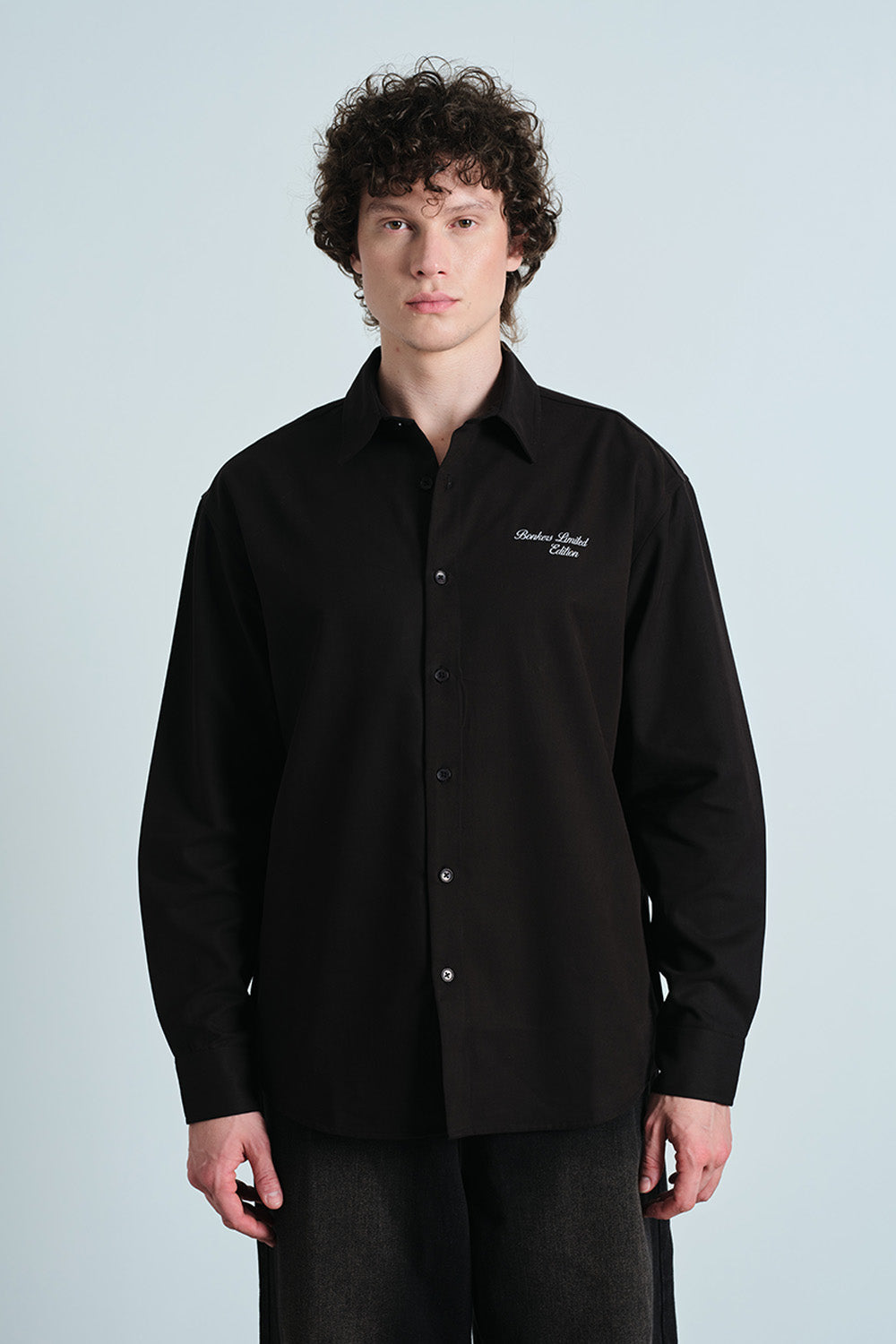 Oversized Classic Black Full Sleeve Shirt - BonkersCorner