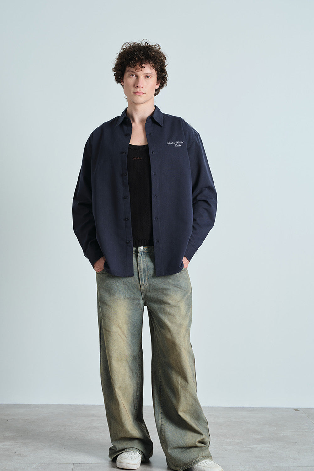 Oversized Classic Navy Full Sleeve Shirt - BonkersCorner