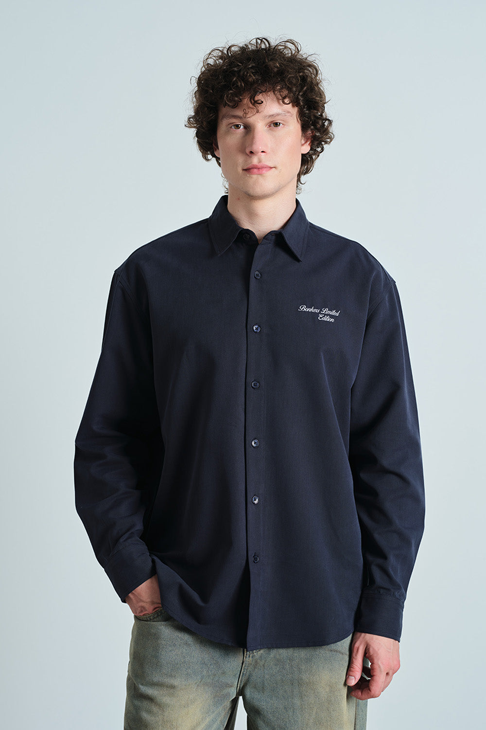 Oversized Classic Navy Full Sleeve Shirt - BonkersCorner
