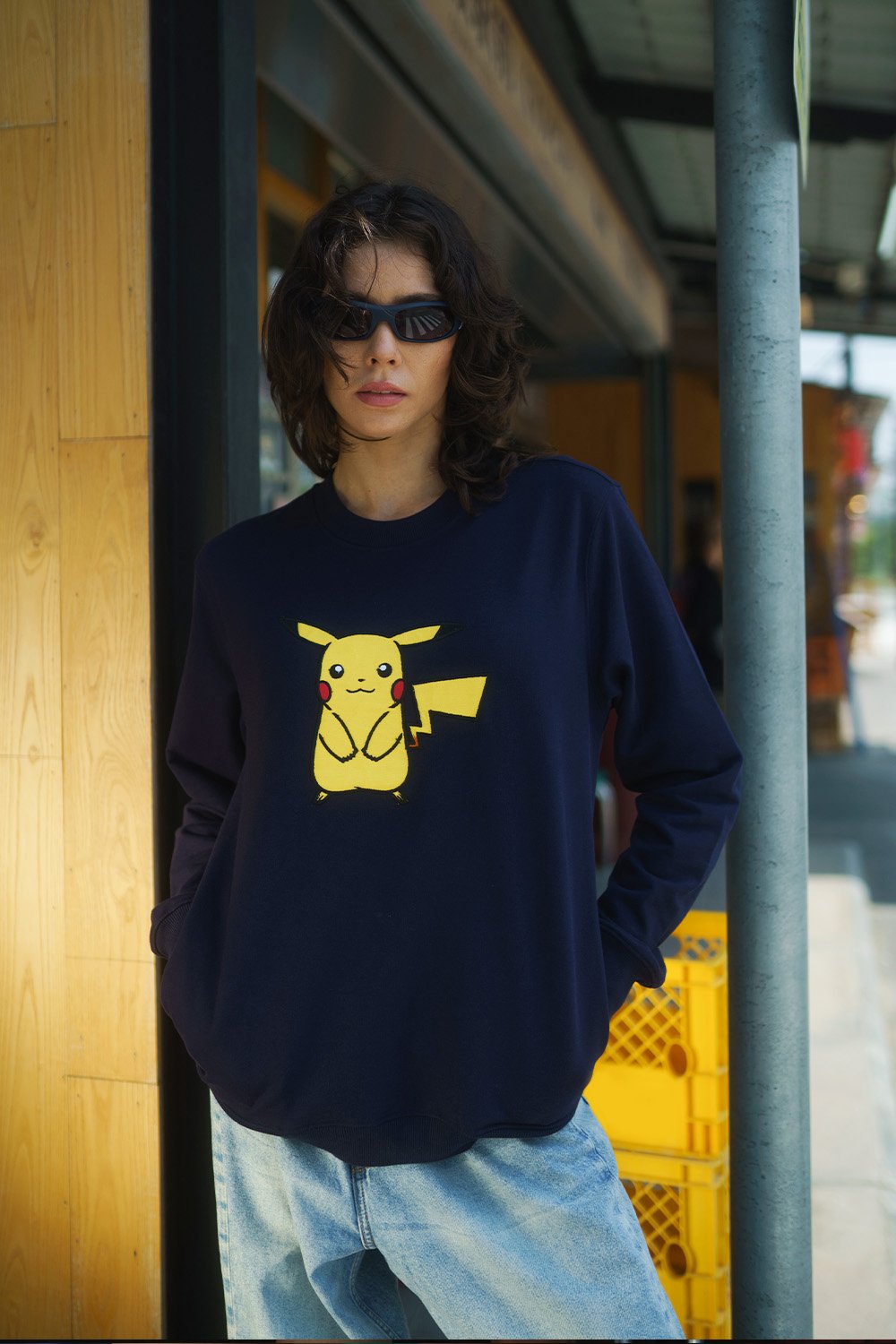 Pika Pika Navy Blue Sweatshirt - BonkersCorner