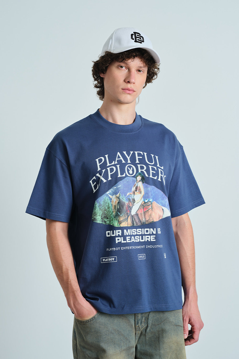 Playful Explorers Blue Oversized T-shirt