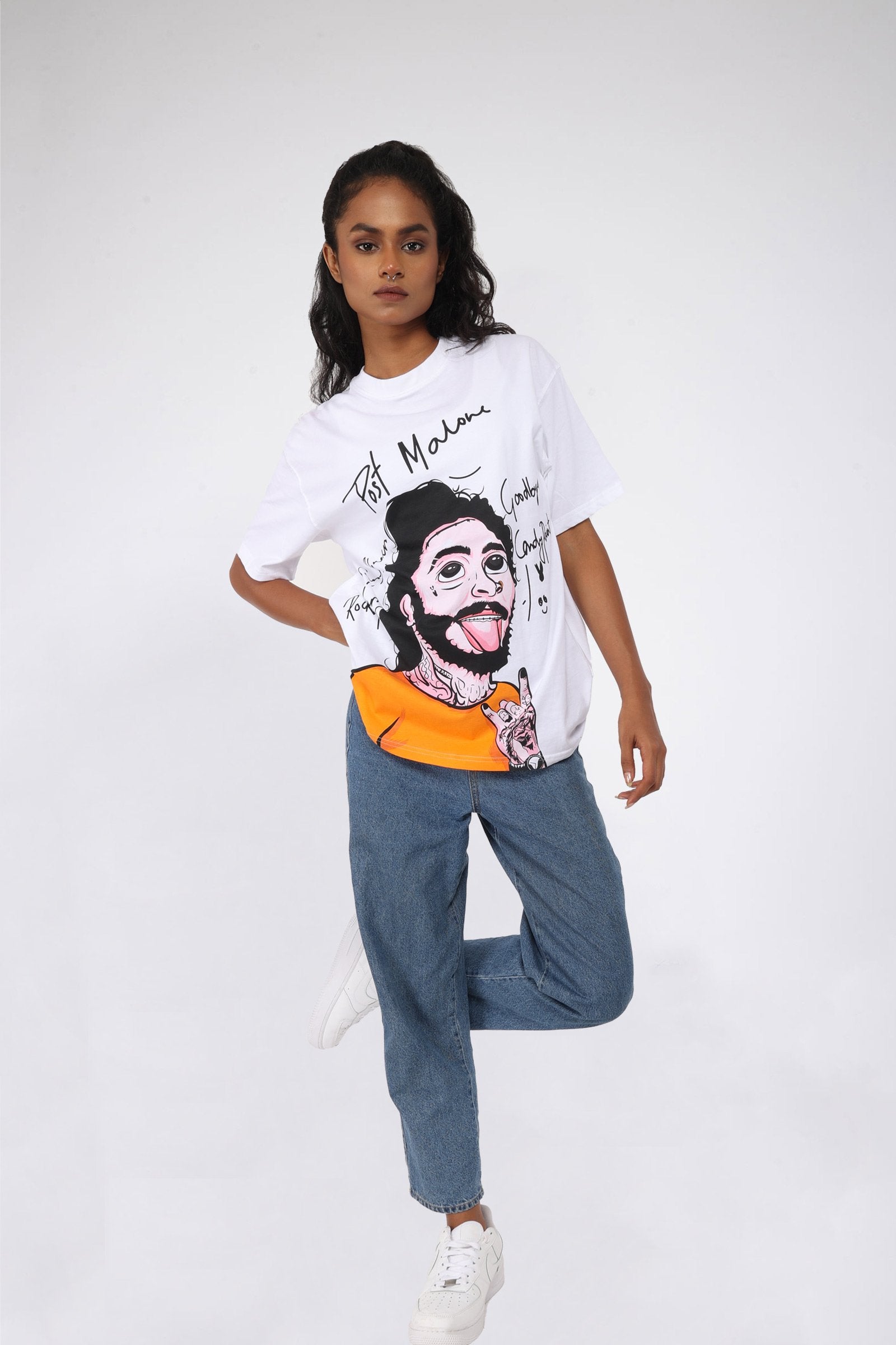 Post Malone Illustration Oversized T-shirt - BonkersCorner