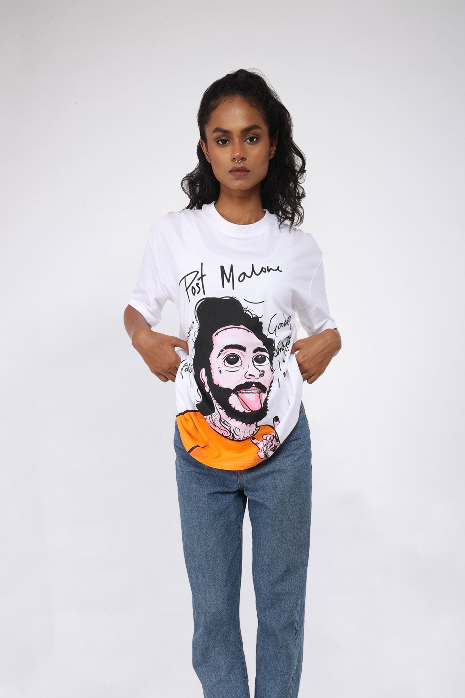 Post Malone Illustration Oversized T-shirt - BonkersCorner