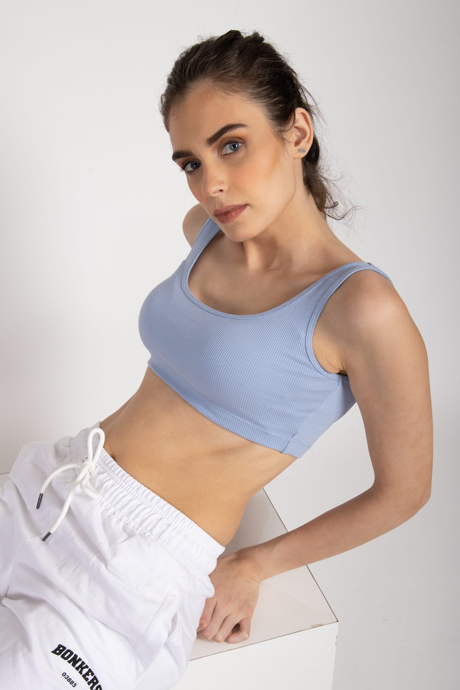 Powder Blue Ribbed Vest Tank - BonkersCorner