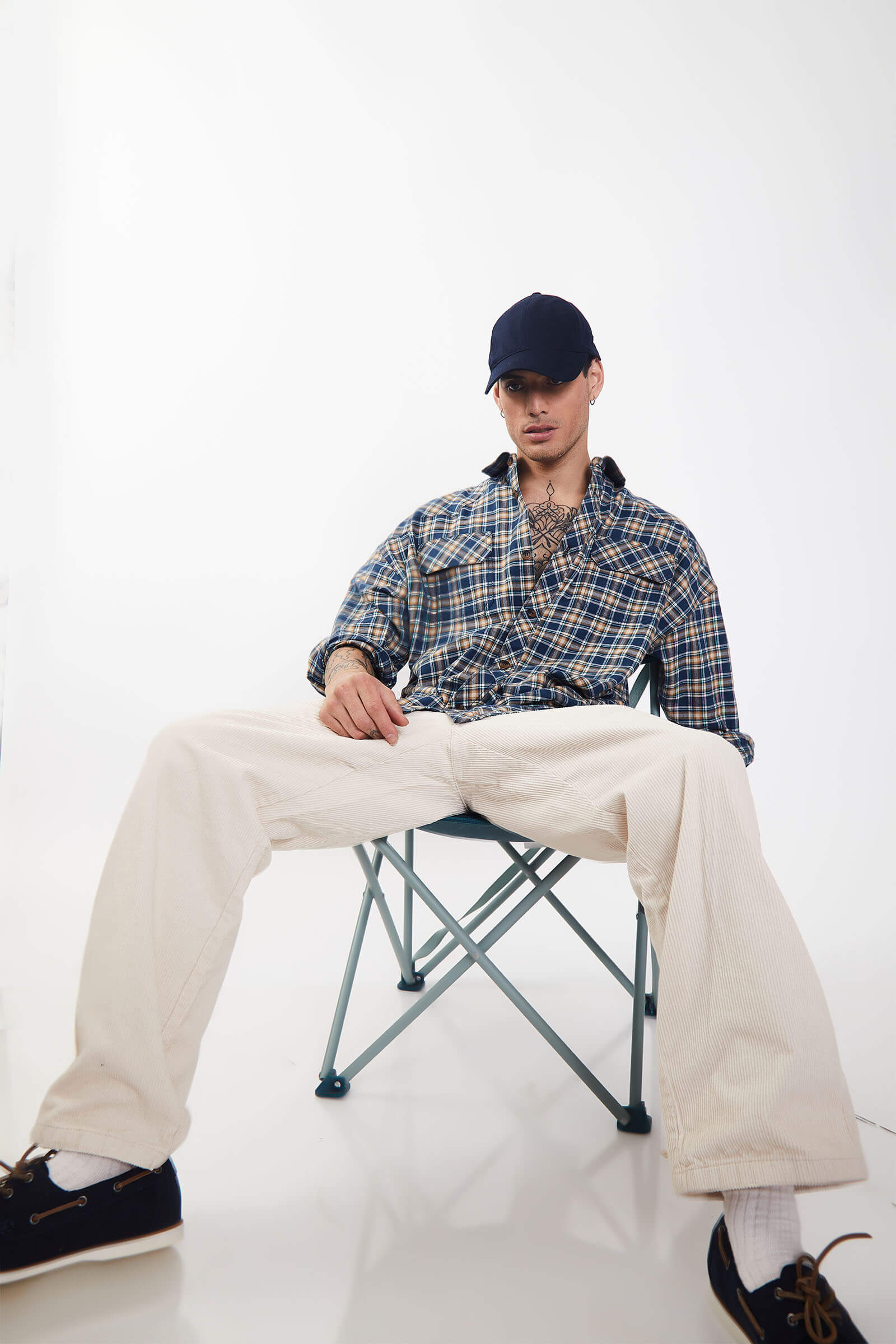 Prussian Mustard Checkered Plaid Oversized Shirt - BonkersCorner