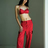 Red Satin Utility Pants - BonkersCorner