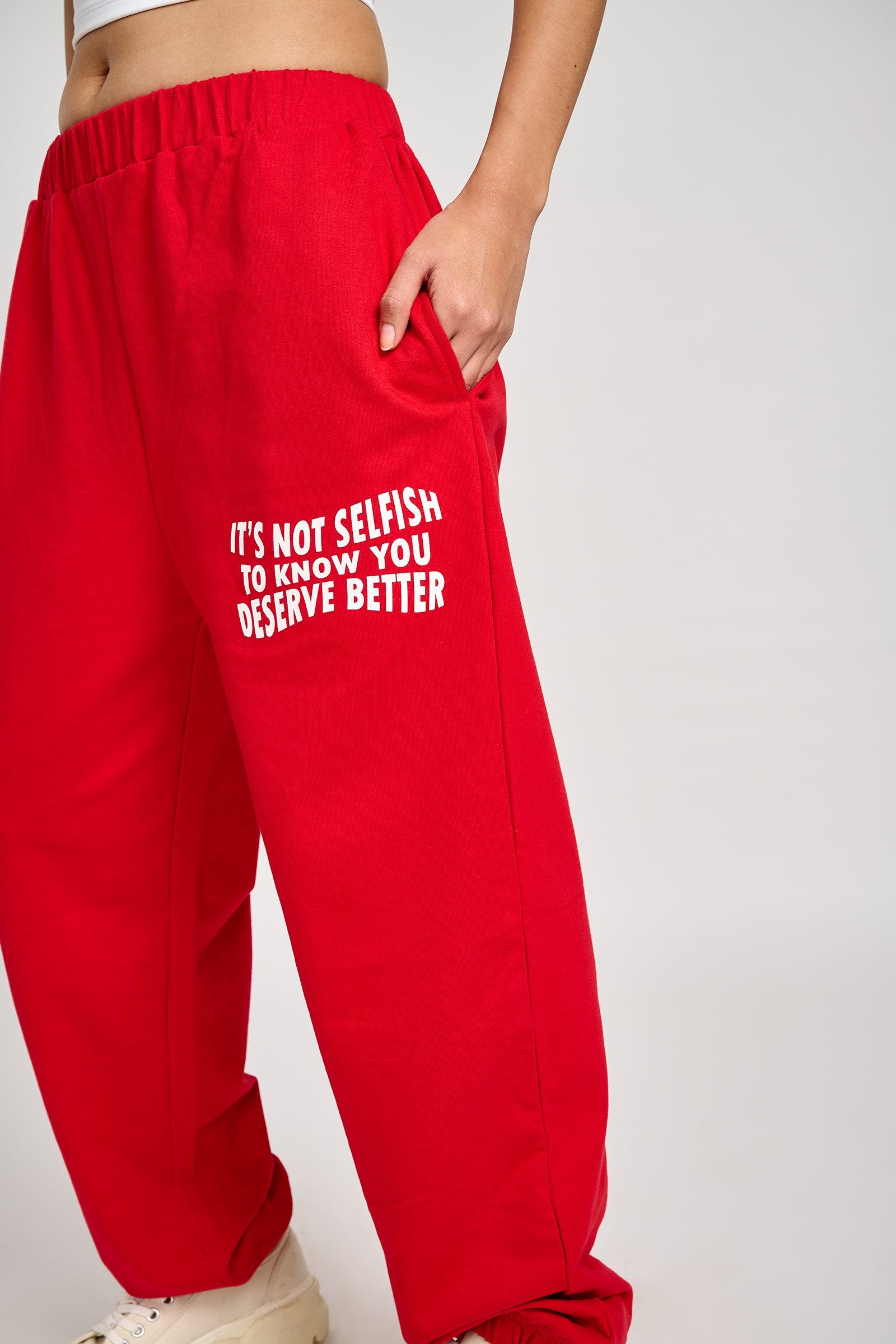 Red Self Love Joggers - BonkersCorner