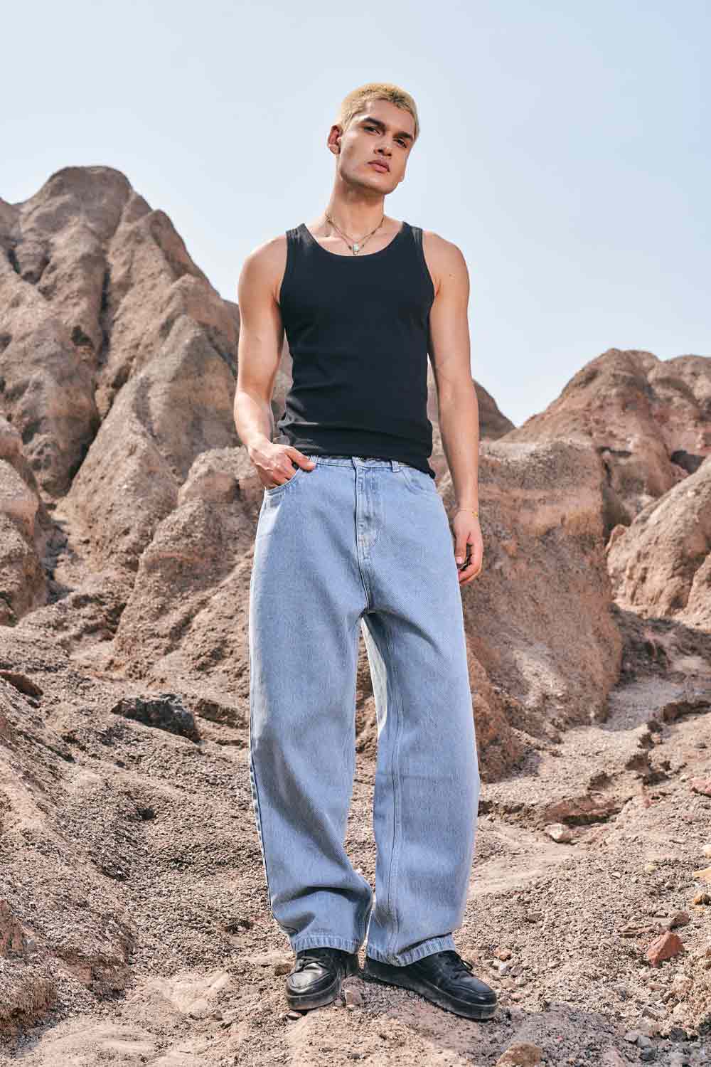 Regular Blue Wide Leg Straight Jeans - BonkersCorner