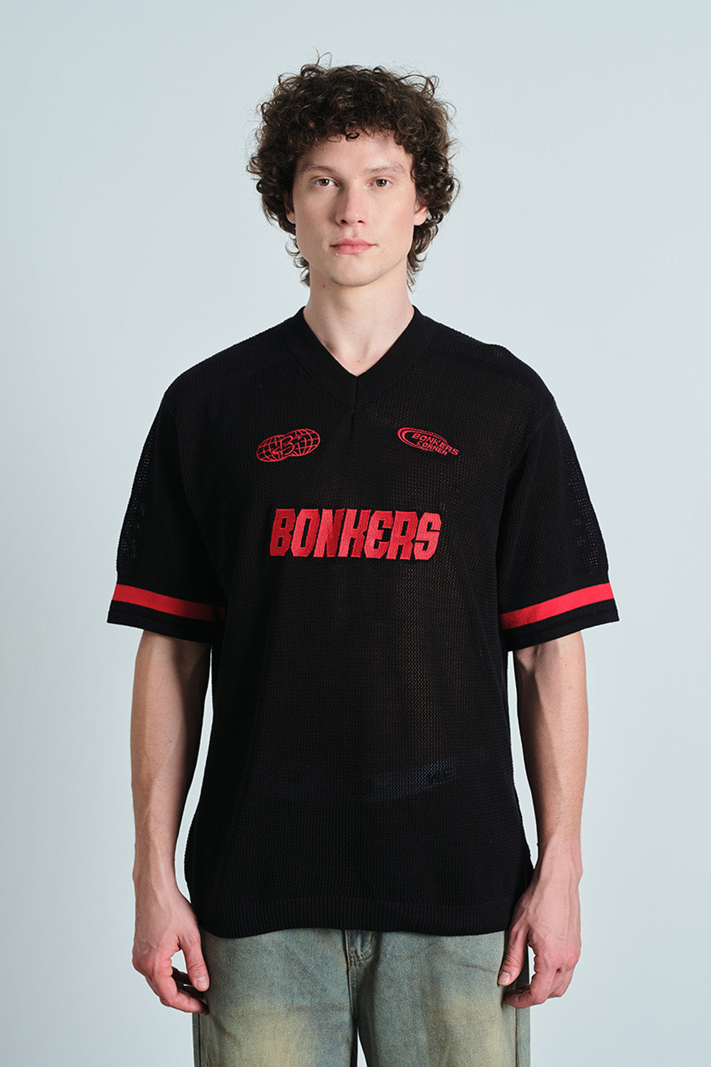 Retro Soccer Black Knit Jersey - BonkersCorner