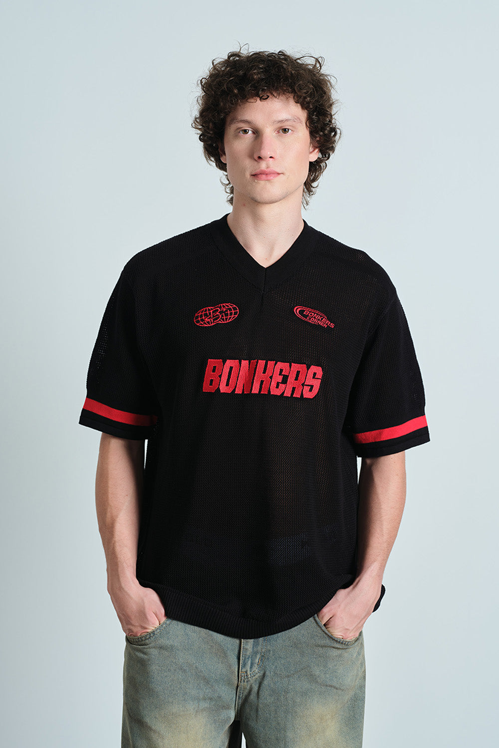 Retro Soccer Black Knit Jersey - BonkersCorner