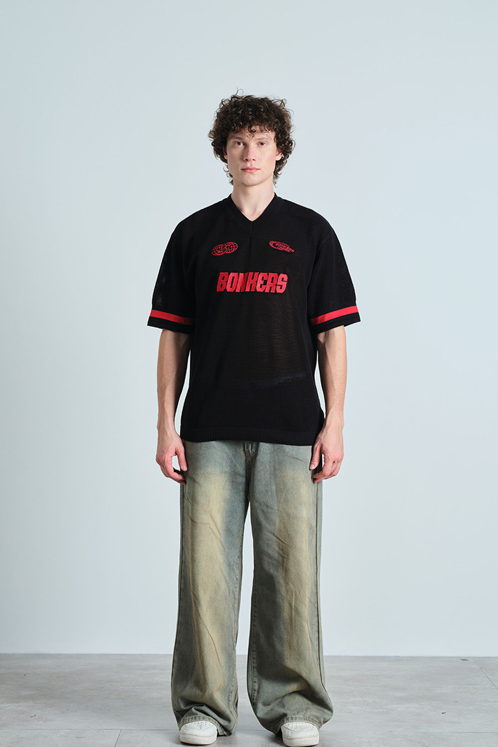 Retro Soccer Black Knit Jersey - BonkersCorner