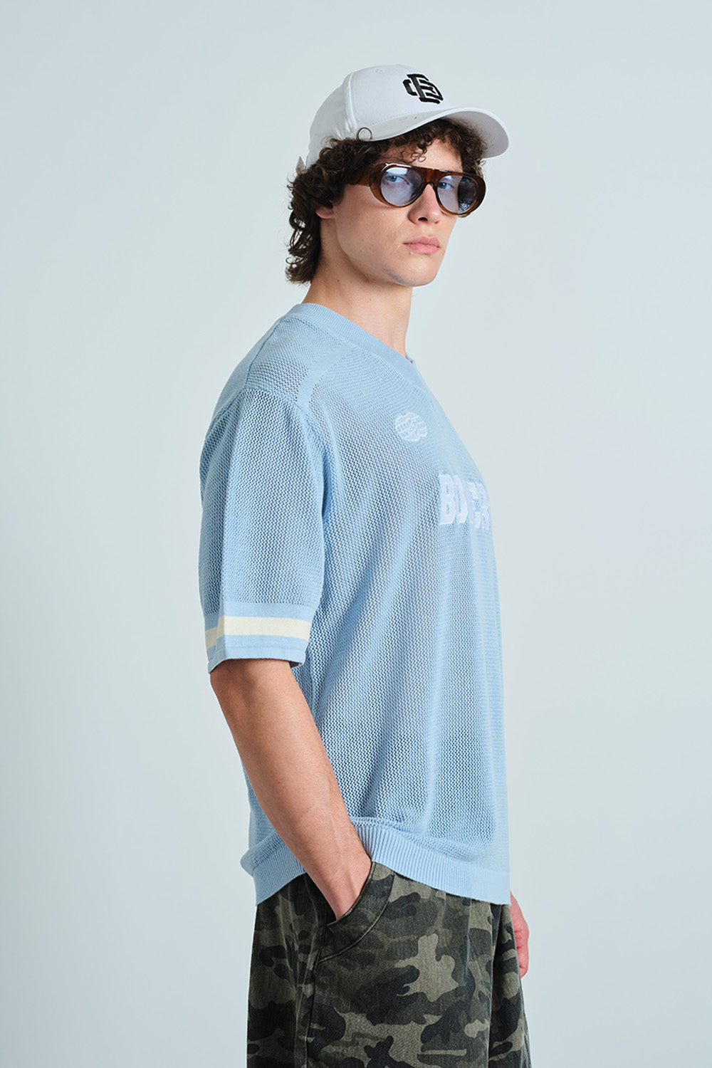 Retro Soccer Blue Knit Jersey - BonkersCorner