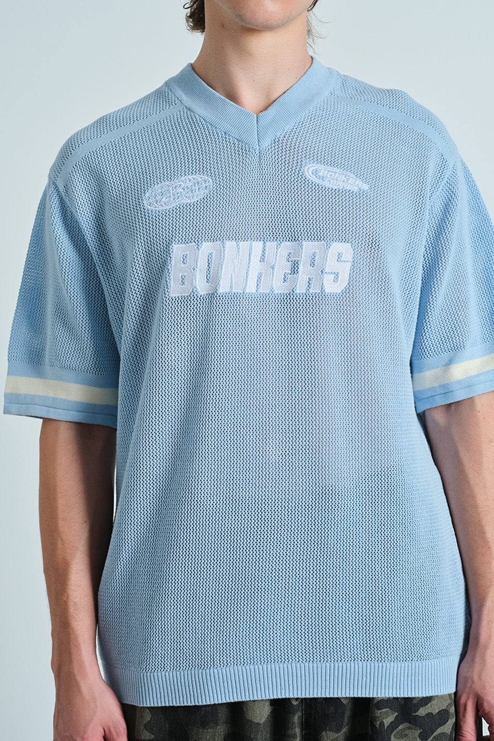 Retro Soccer Blue Knit Jersey - BonkersCorner