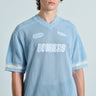 Retro Soccer Blue Knit Jersey - BonkersCorner