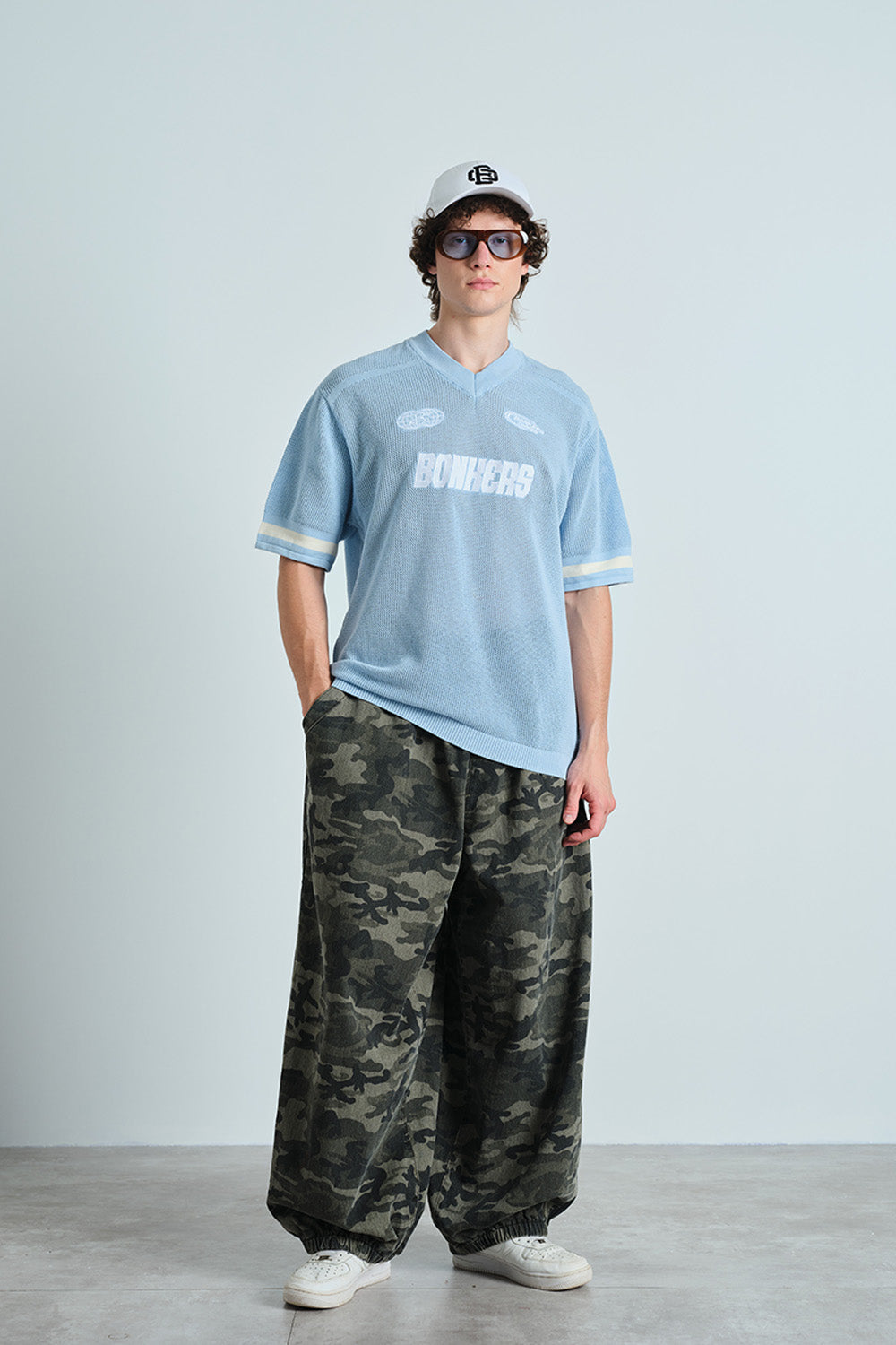 Retro Soccer Blue Knit Jersey - BonkersCorner