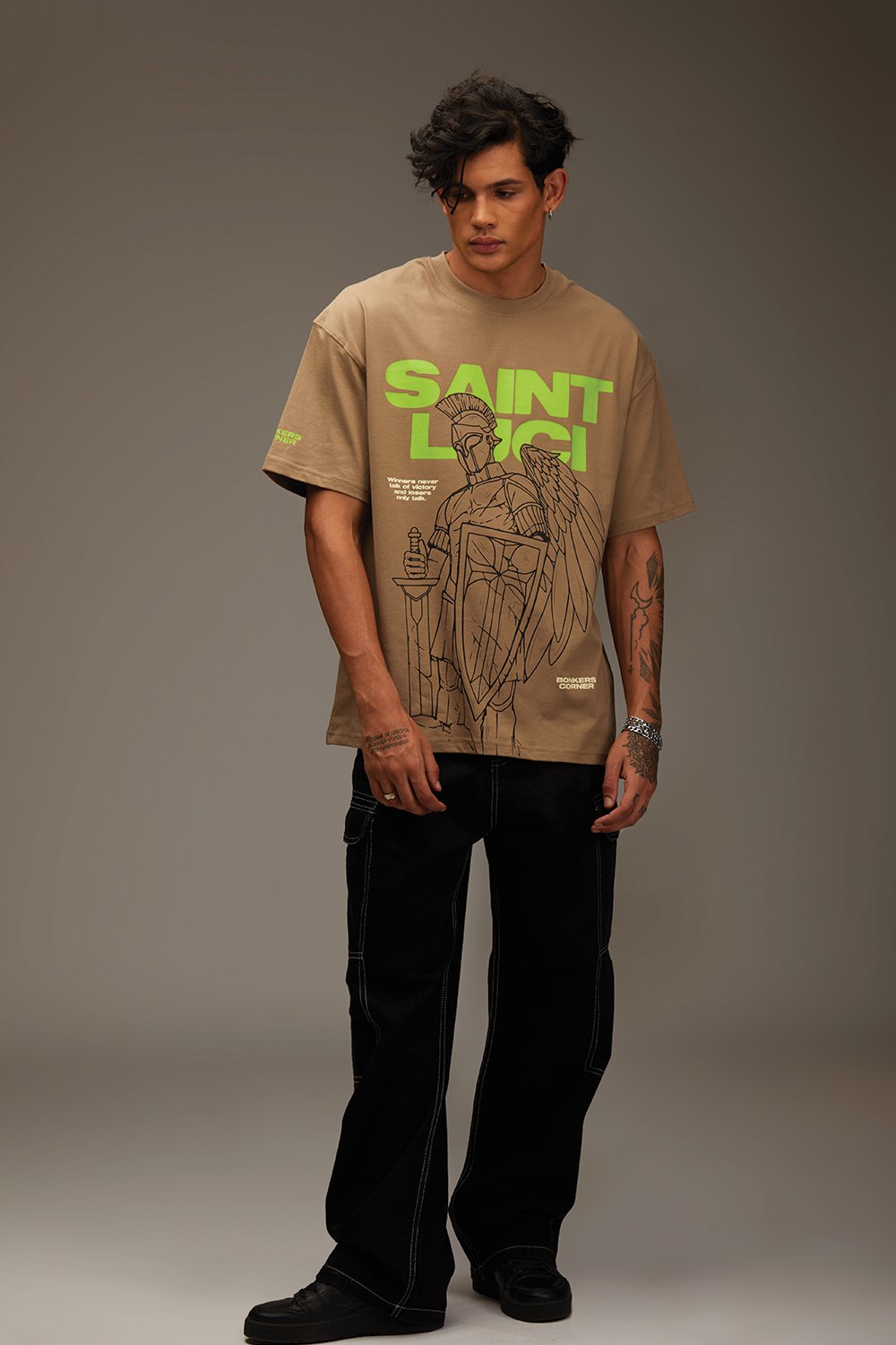 Saint Luci Beige Oversized T-shirt - BonkersCorner