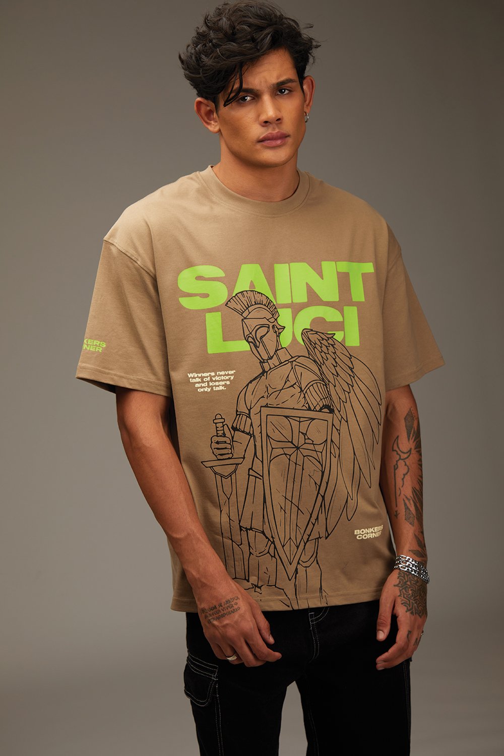 Saint Luci Beige Oversized T-shirt - BonkersCorner