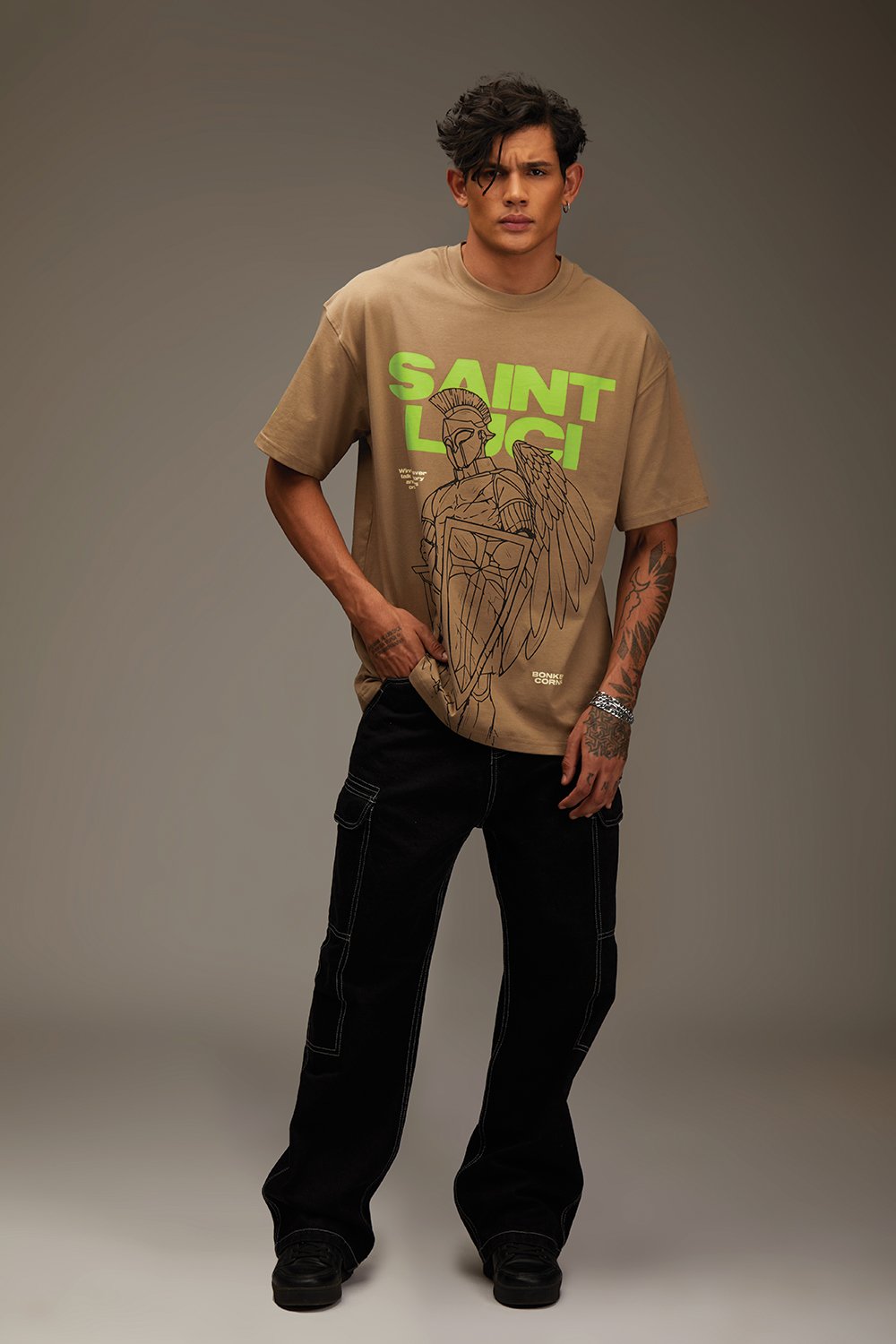 Saint Luci Beige Oversized T-shirt - BonkersCorner