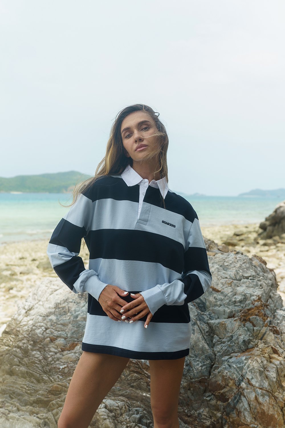 Shades Of Blue Stripe Heavyweight Polo - BonkersCorner