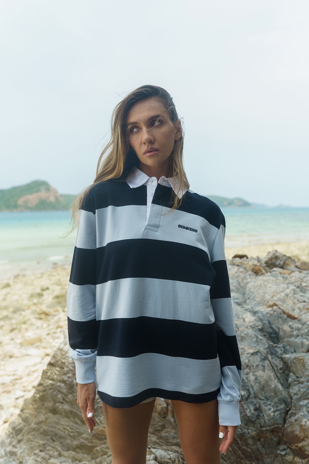 Shades Of Blue Stripe Heavyweight Polo - BonkersCorner