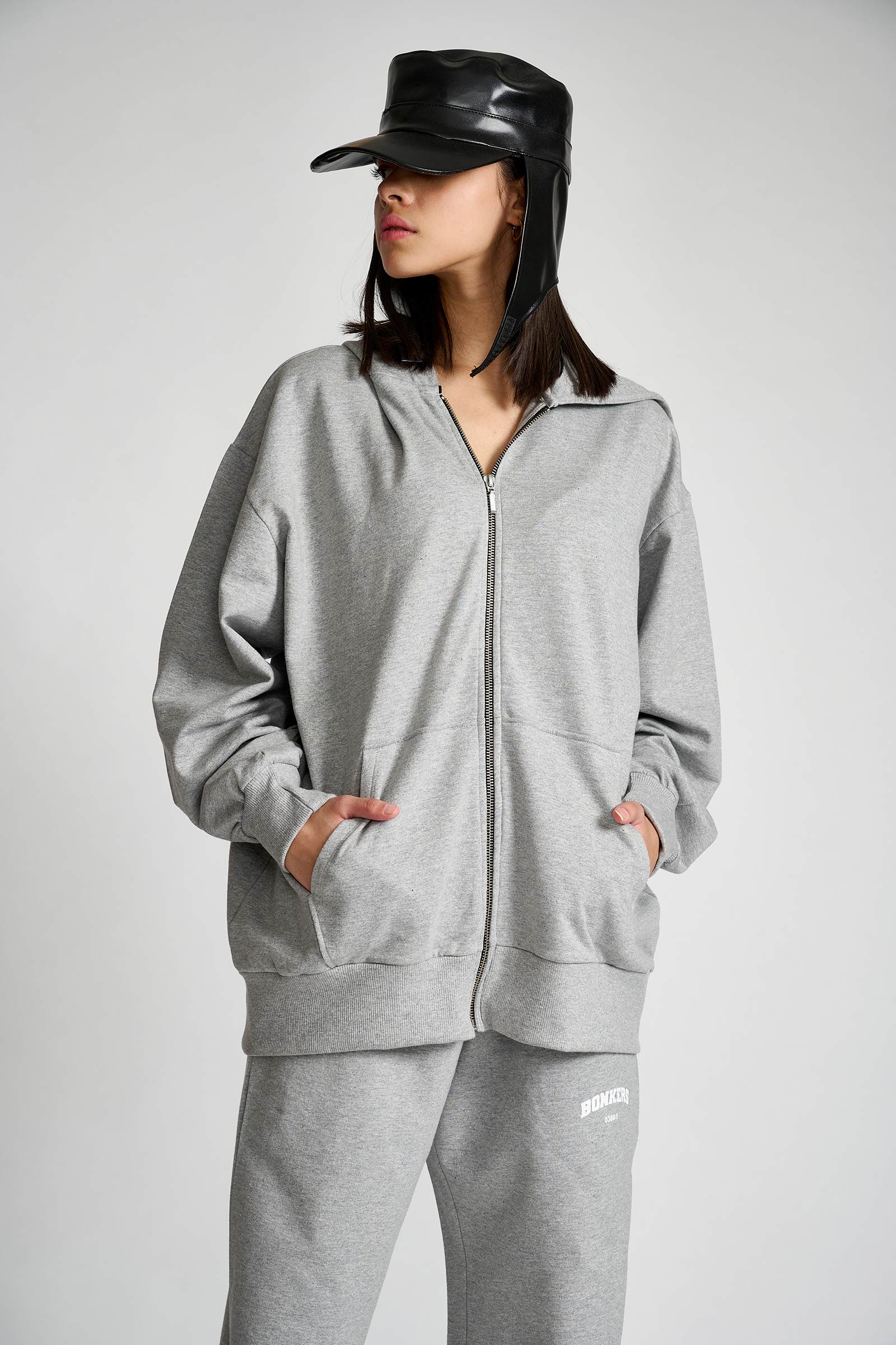 Smokey Grey Melange Zipper - BonkersCorner