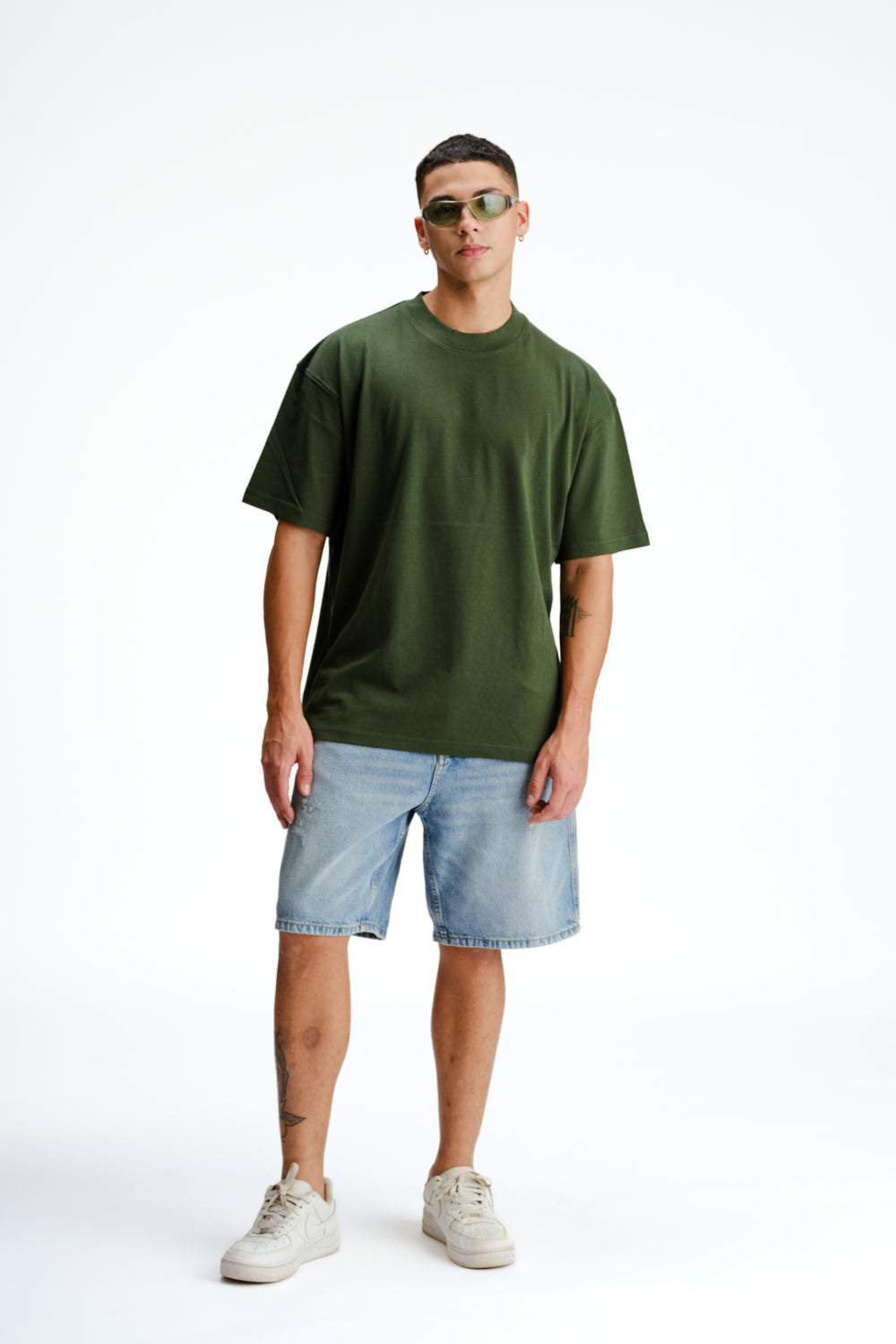 Solid Bottle Green Soft Jersey Oversized T-shirt - BonkersCorner