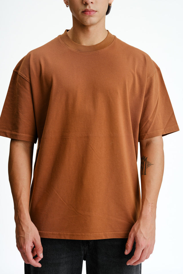 Buy Solid Brown Soft Jersey Oversized T-shirt | BonkersCorner