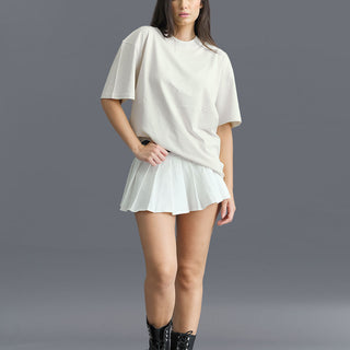 Solid Off White Soft Jersey Oversized T-shirt - BonkersCorner
