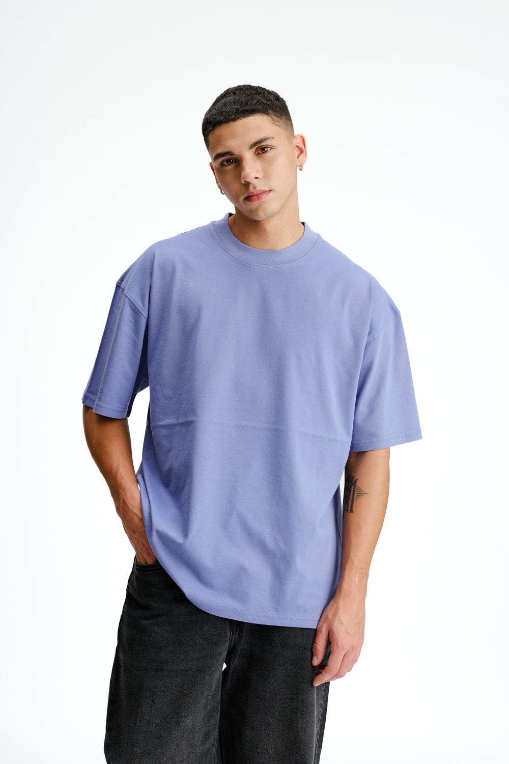 Solid Periwinkle Soft Jersey Oversized T-shirt - BonkersCorner