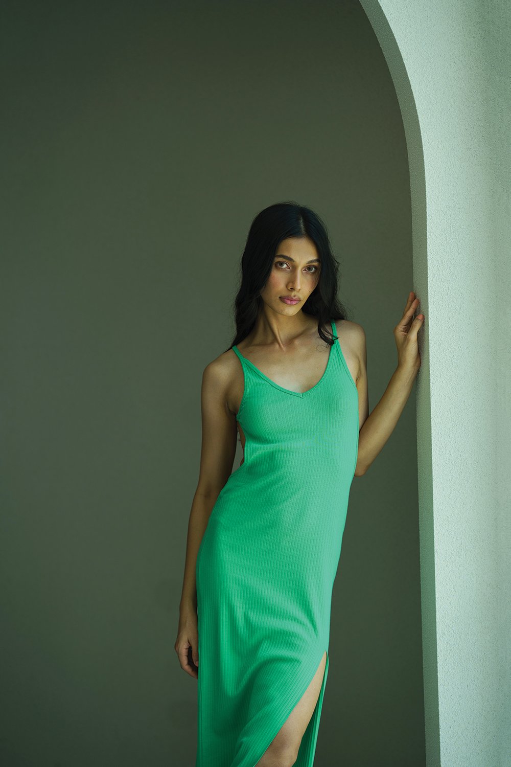 Spring Green Ribbed Dress - BonkersCorner