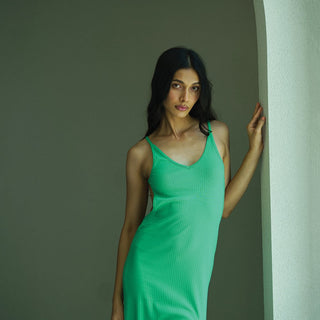 Spring Green Ribbed Dress - BonkersCorner