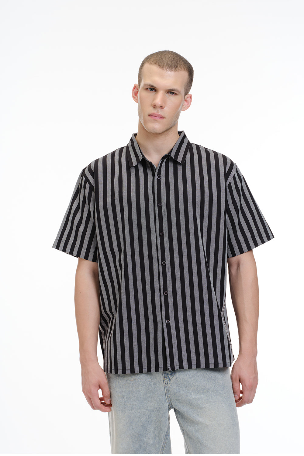 Charcoal Cabana Short Sleeve Striped Shirt