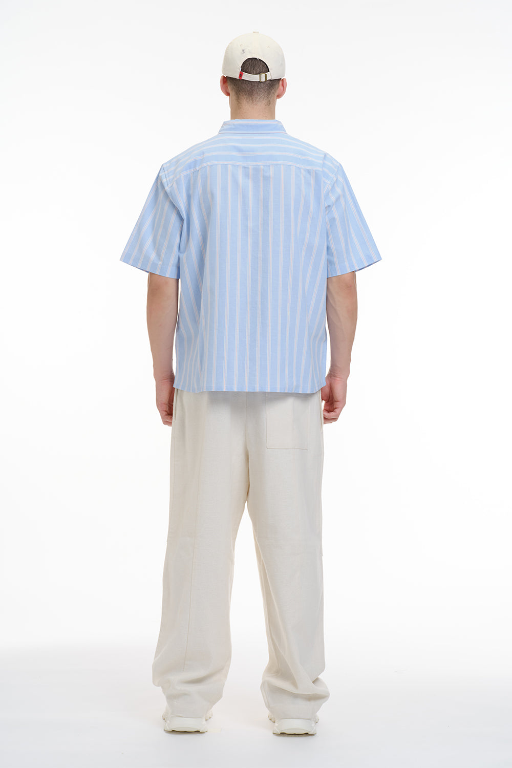 Blue Vintage Striped Short Sleeve Shirt - BonkersCorner