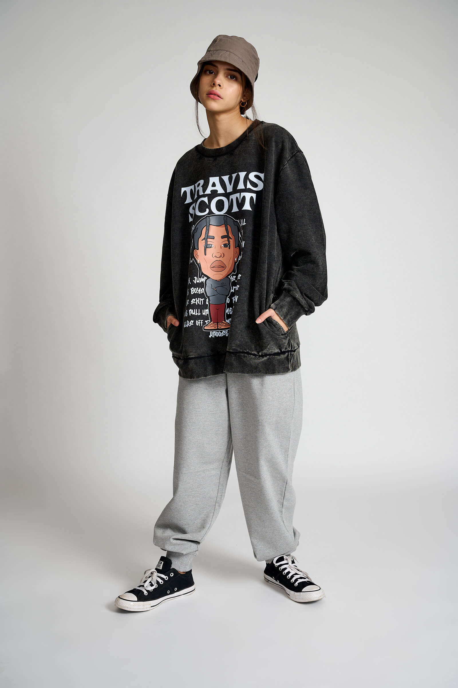 Travis Scott Faded Effect Heavyweight Sweatshirt - BonkersCorner