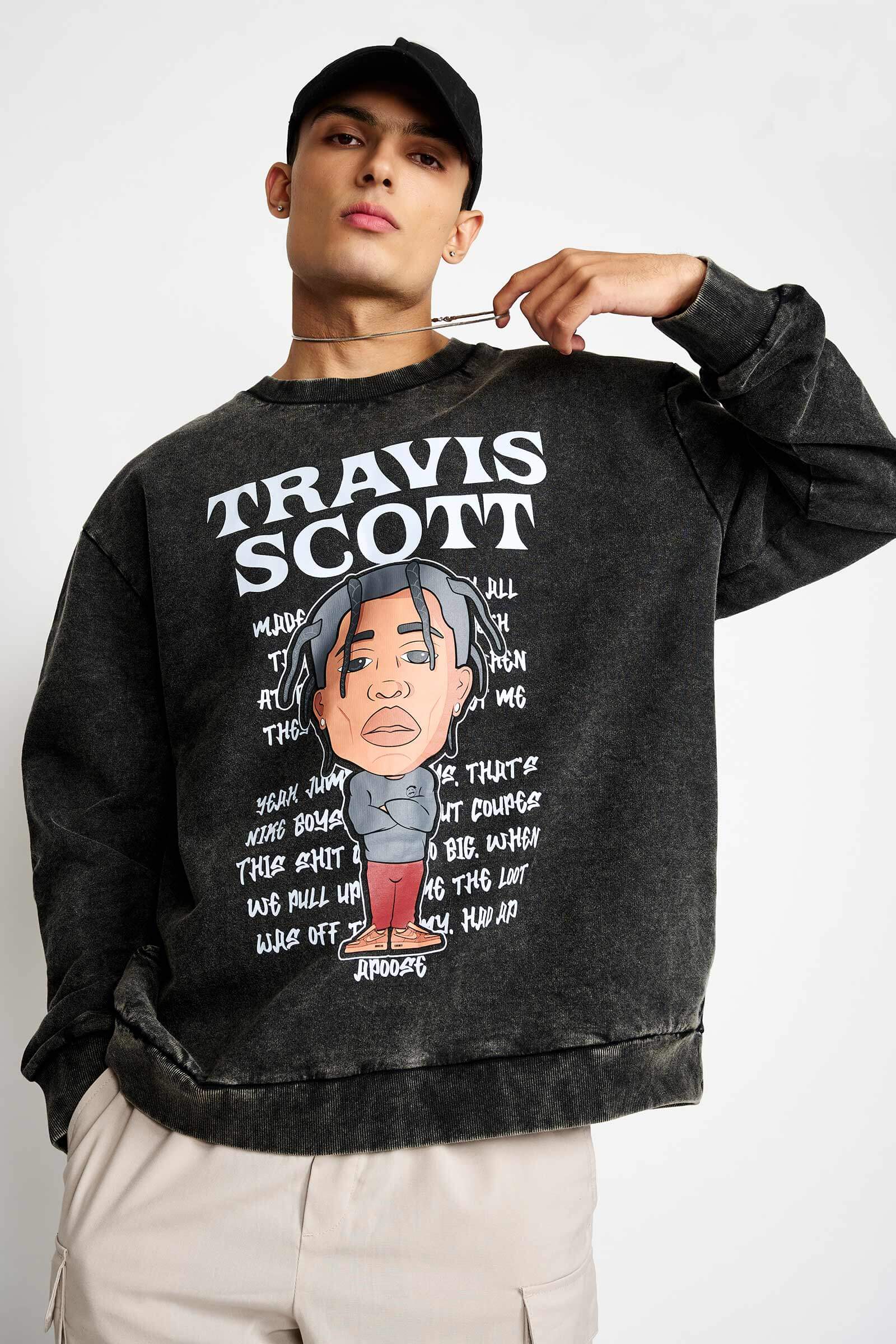 Travis Scott Faded Effect Heavyweight Sweatshirt