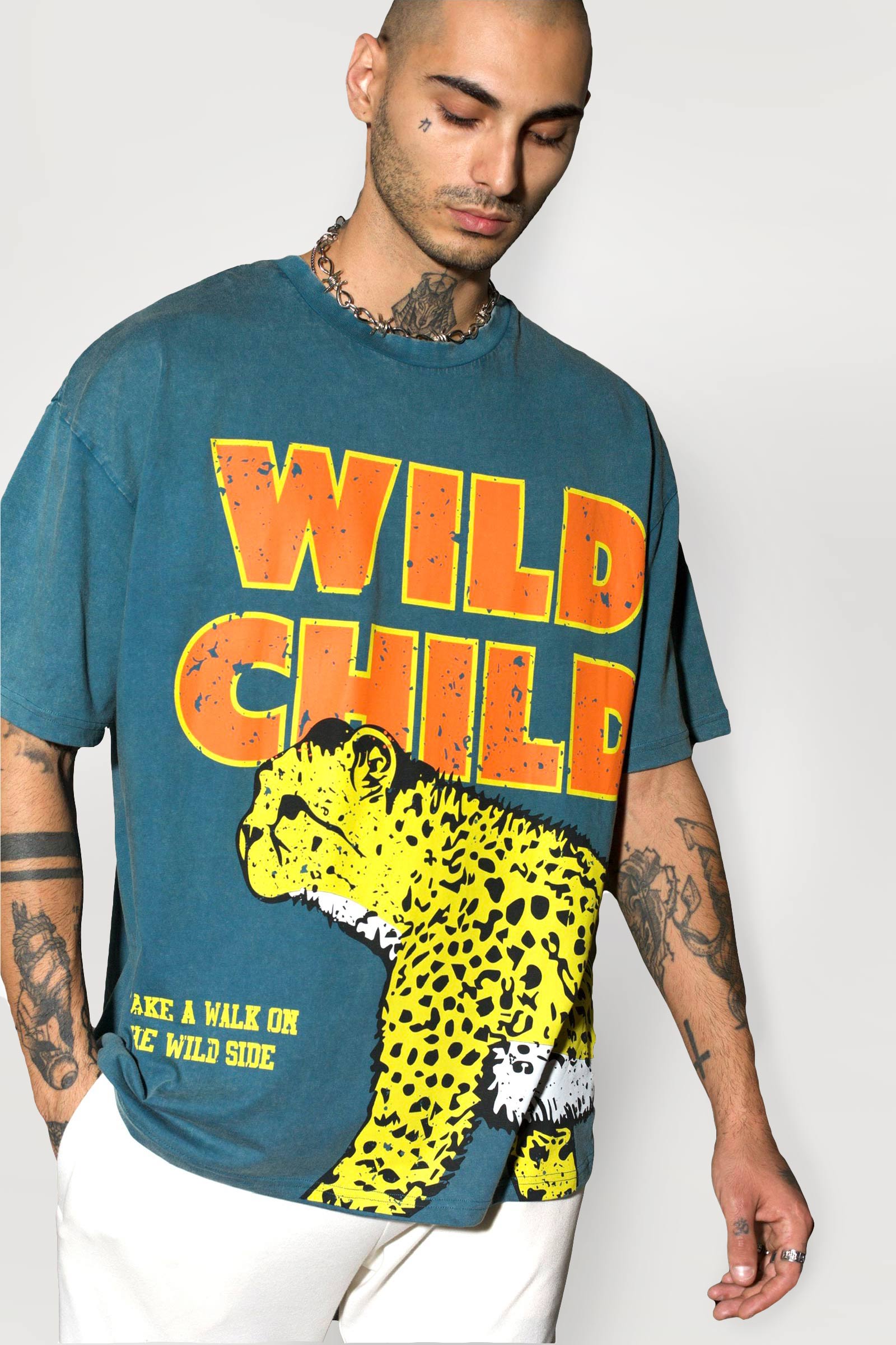 Untamed Faded Effect Oversized T-Shirt - BonkersCorner