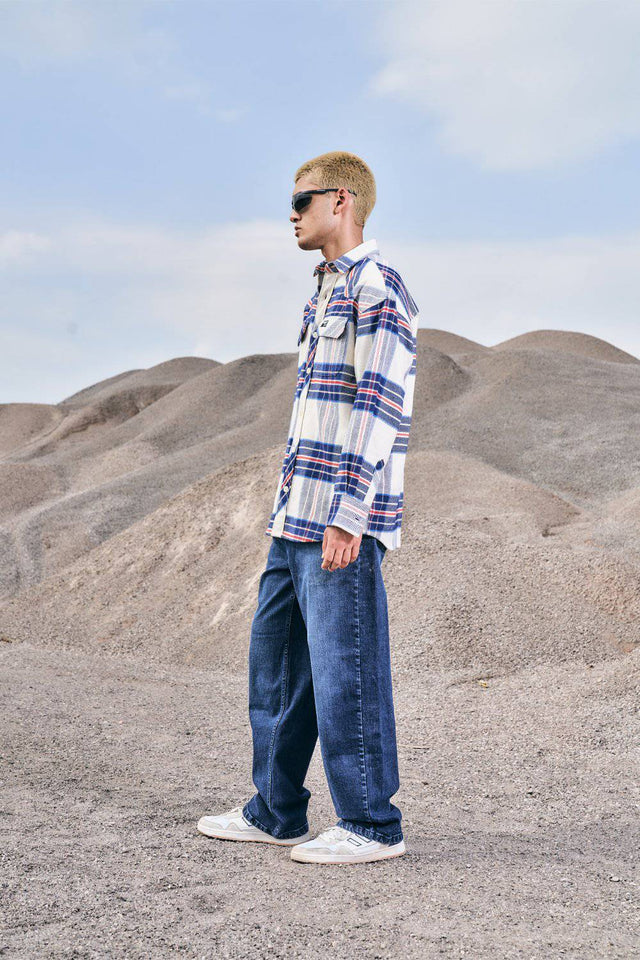Thick Blue Plaid Cotton Shirt Jacket main image 1