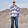 Vintage Blue Premium Thick-Thin Plaid Oversized Shirt - BonkersCorner
