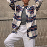 Vintage Blue Premium Thick-Thin Plaid Oversized Shirt - BonkersCorner