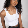 White Button Ribbed T-Shirt - BonkersCorner