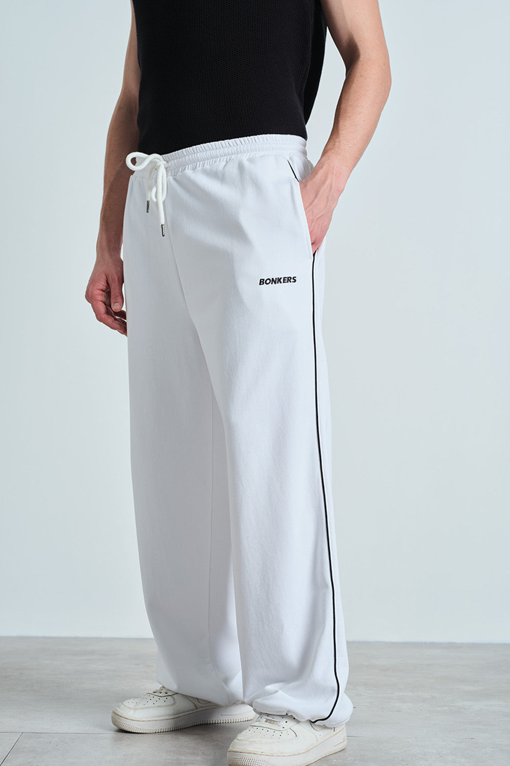 White Crisp Track Pants - BonkersCorner