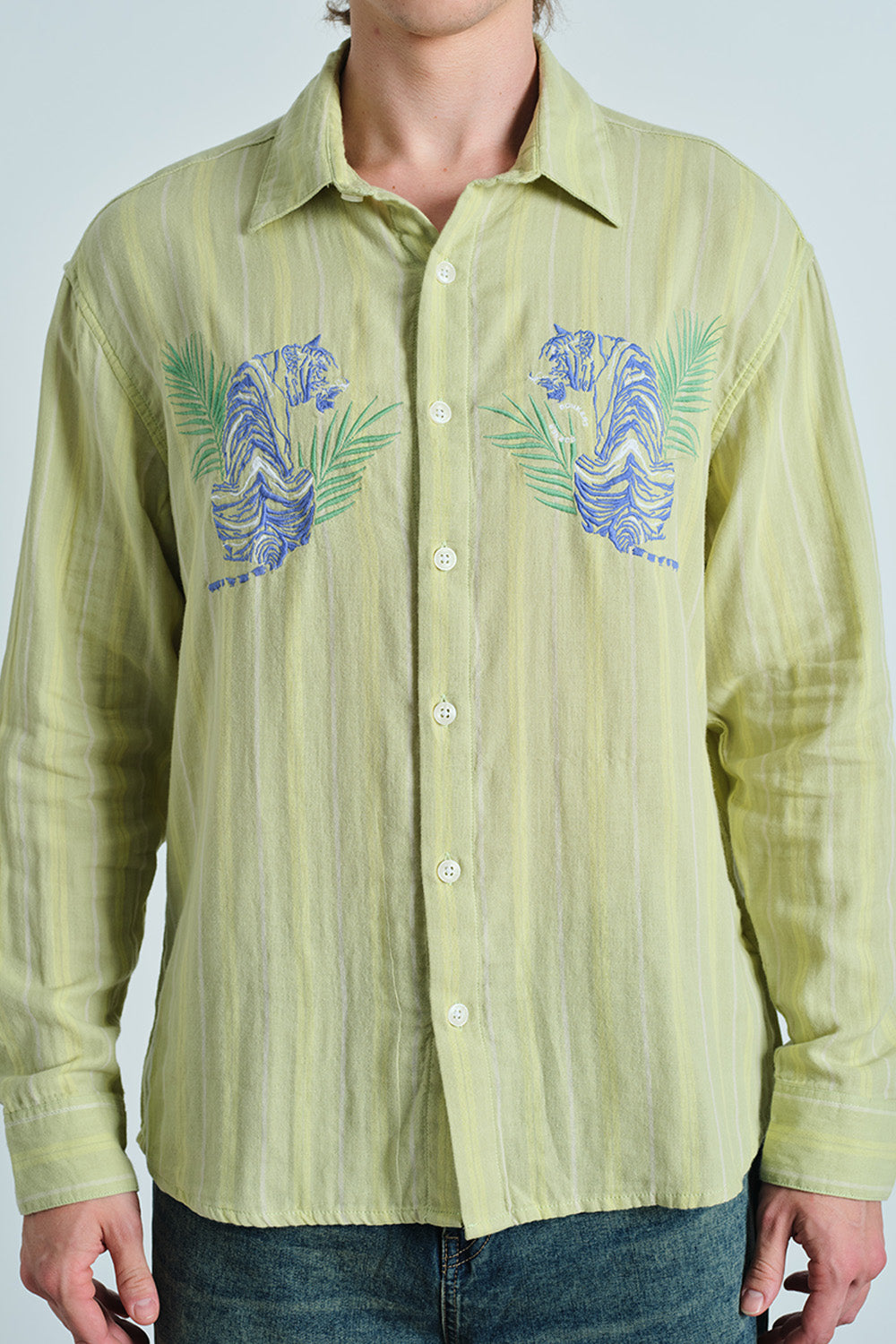 Yellow Tropic Stripe Shirt - BonkersCorner